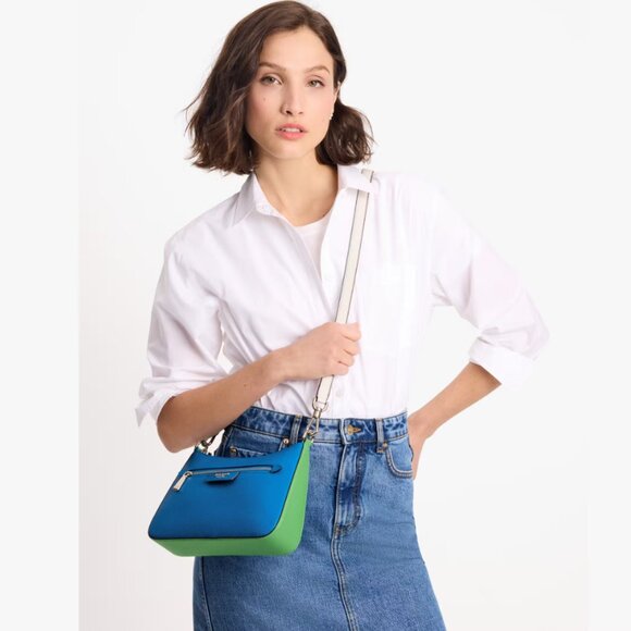 Kate Spade Hudson Color blocked Summer Night Multi Blue Green Crossbody … - Picture 5 of 9